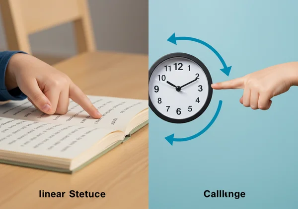 Circular vs linear reading for clock time.