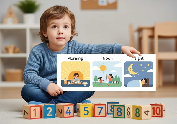 Preschooler learning time concepts