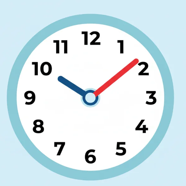 Simplified teaching clock with colored hands